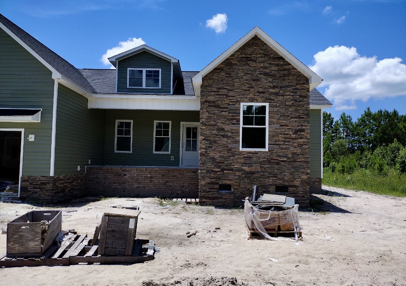 Residential exterior with stacked stone facade